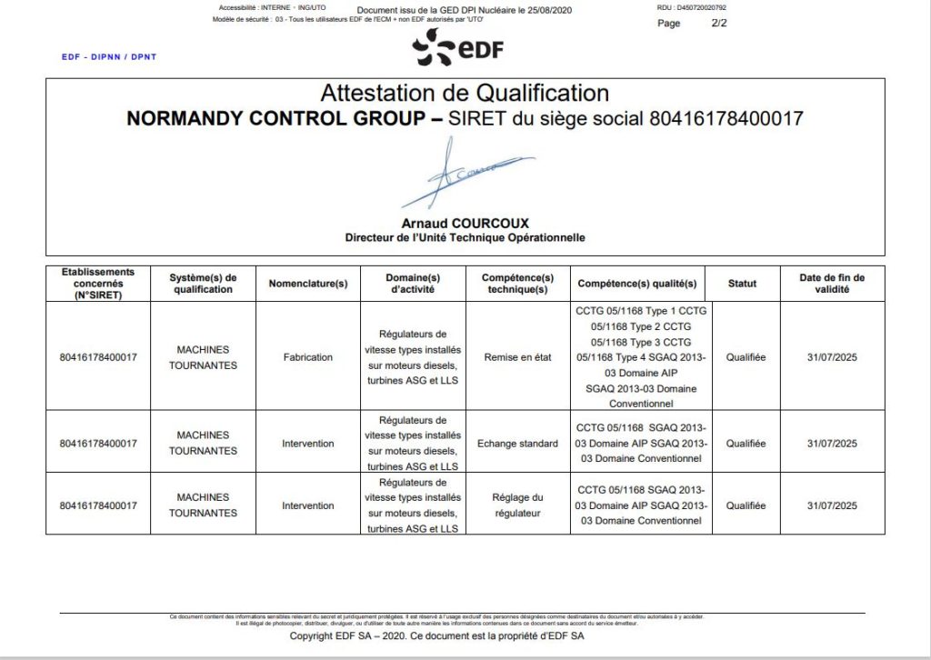 Qualification EDF UTO