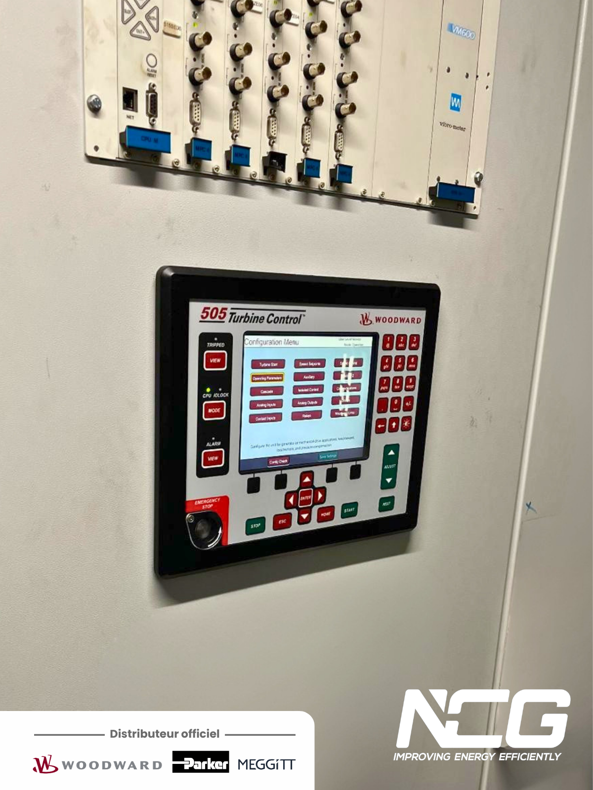 Régulateur Woodward 505 Turbine Control et rack VM600 modernisation machine tournante GTA usine valorisation déchets