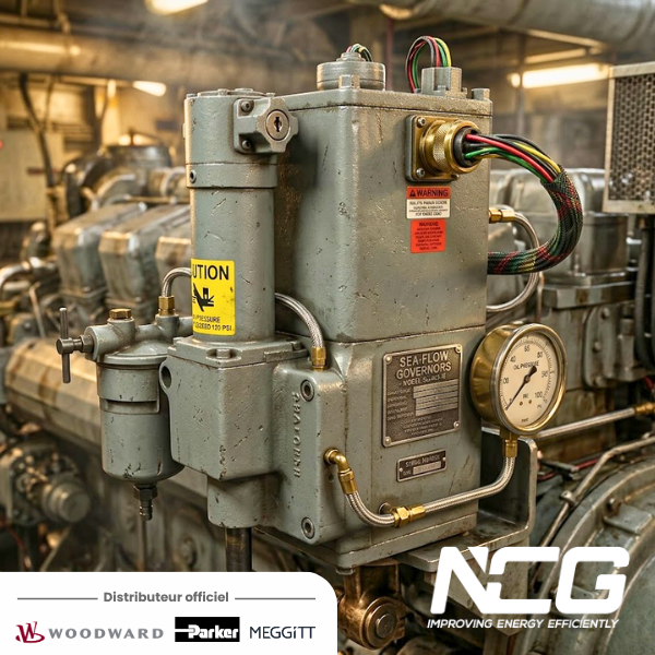 Régulateur de vitesse maritime sur moteur en salle des machines, expertise NCG